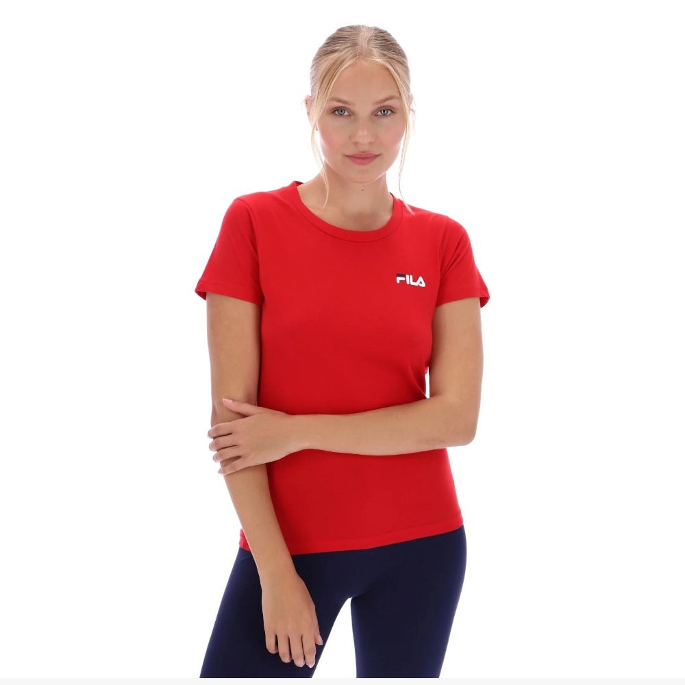 FW21SPW500-877 Fila Prendas Remera Femenino Cecilia Pompeian_Red