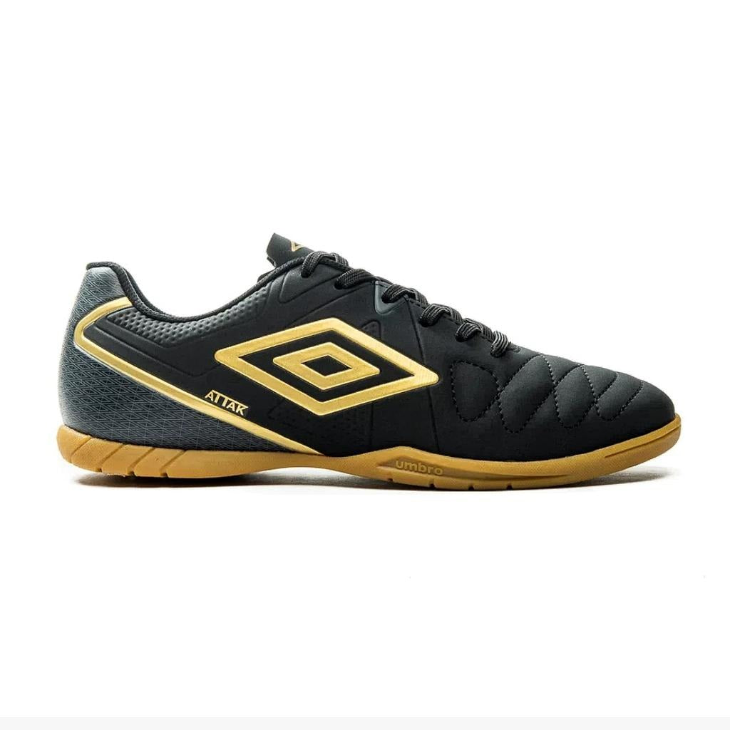 U01FB073-198 Umbro Calzados Futbol_Indoor Masculino Attak_Eternal Negro/Dorado/Grafito