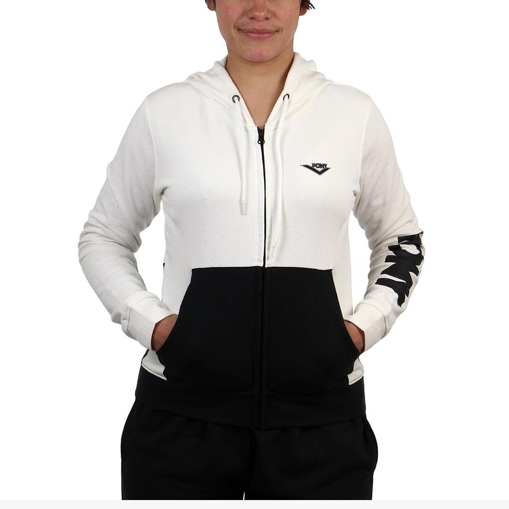 FP2205-3-1-Pony Prendas Jacket_Hodded_with_Zip Femenino FP2205 White/Black