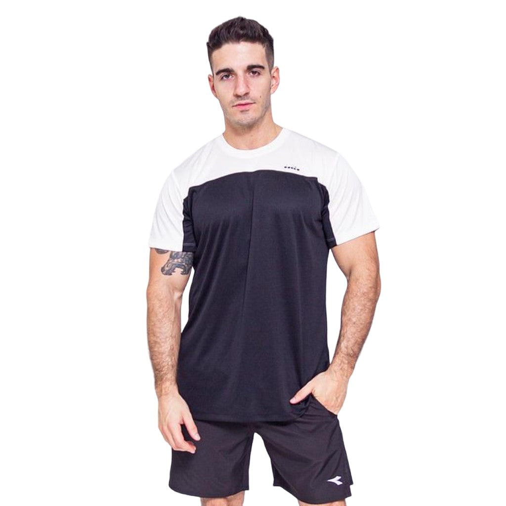 SD2102-7111 Diadora Prendas T-Shirt Masculino Dryfit-T-Shirt-With-Contrast Black/White