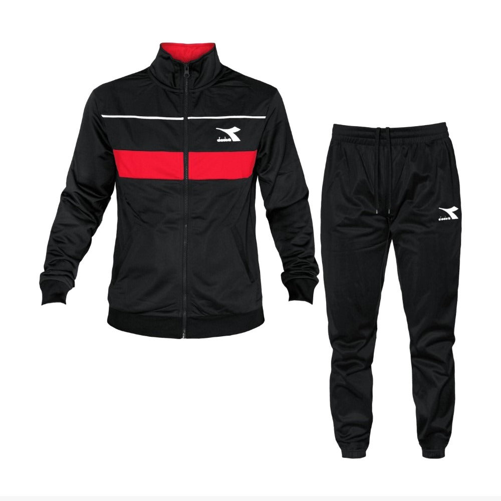 102.179372-D0232 Diadora Prendas Tracksuit Masuclino Tracksuit_FZ_Core Black/Carmine_Red