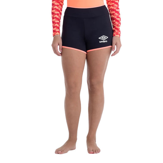 U12TW00038-101 Umbro Prendas Shorts Femenino Futevolei Double_Color Negro/Coral